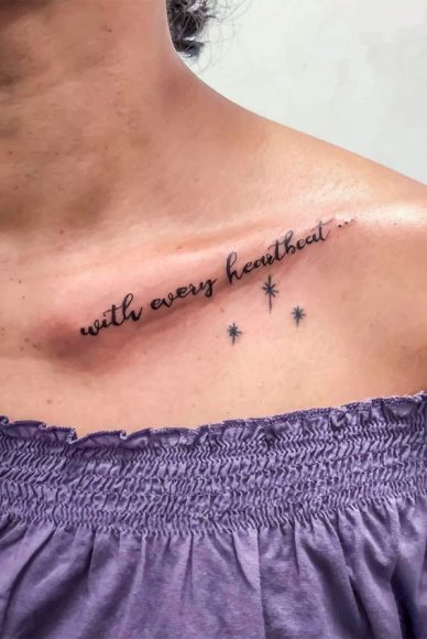 40 Meaningful Word Tattoos : Collarbone Tattoo I Take You | Wedding ...