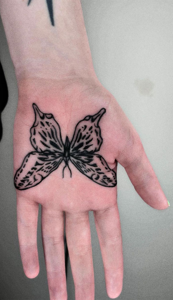 30 Cute Butterfly Tattoos : Butterfly on Palm