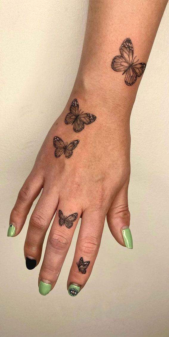 30 Cute Butterfly Tattoos : Finger, Hand & Arm