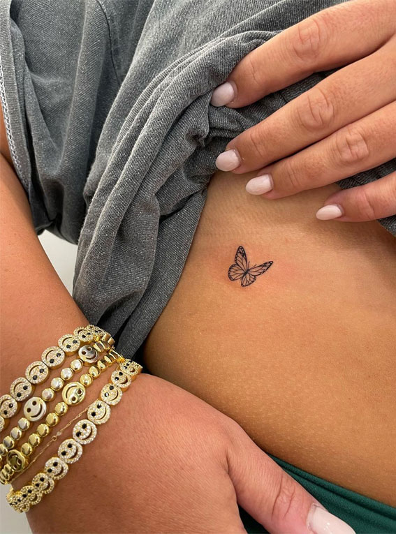 butterfly flower hip tattoos