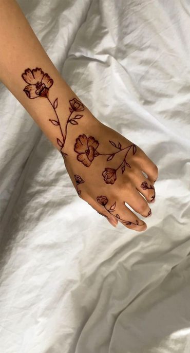 70 Minimal Henna Designs : Large Floral Simple Design I Take You ...