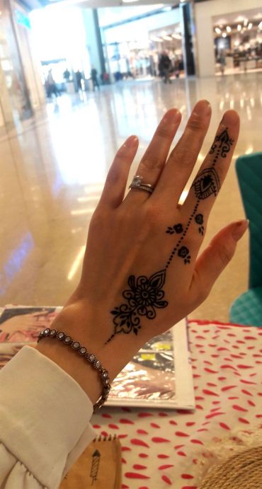 70 Minimal Henna Designs : Hand + 1st Finger Henna Design I Take You ...