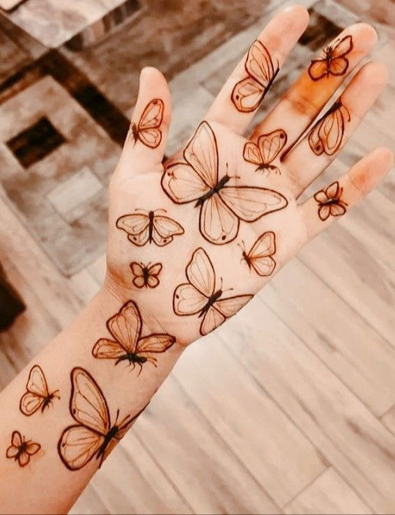 70 Minimal Henna Designs : Butterfly Henna Design on Palm I Take You | Wedding Readings | Wedding Ideas | Butterfly Henna Design henna mehndi designs