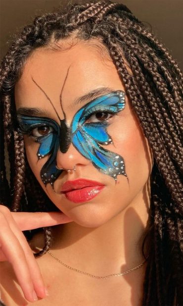 Butterfly Hot Makeup Trends For The Season Blue Butterfly Face Makeup I Take You Wedding