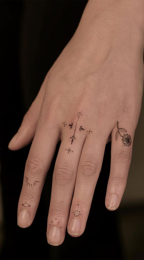 Ink Embrace Artistry on the Hand : Flower Tattoo on Little Finger