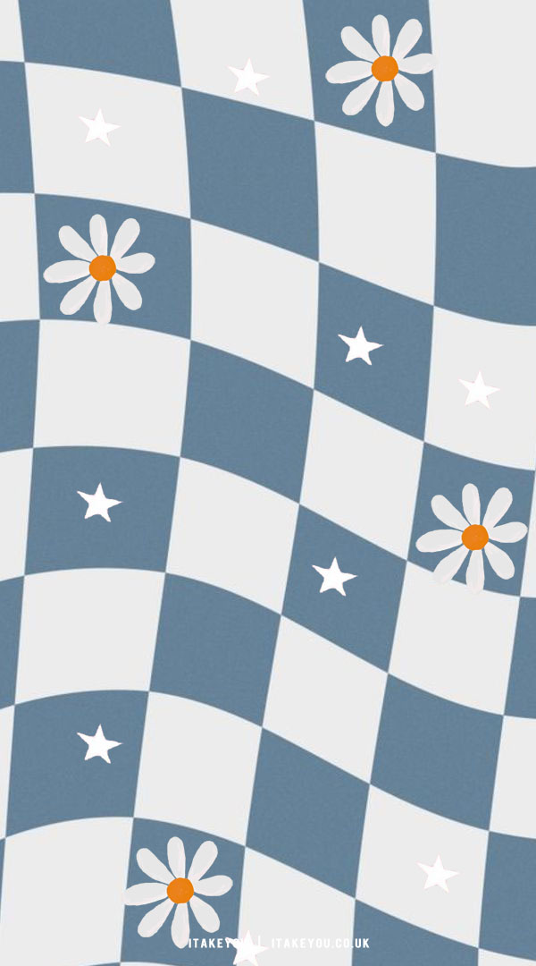 15 Summer Aesthetic Wallpaper Ideas : Blue-Grey Checker Board