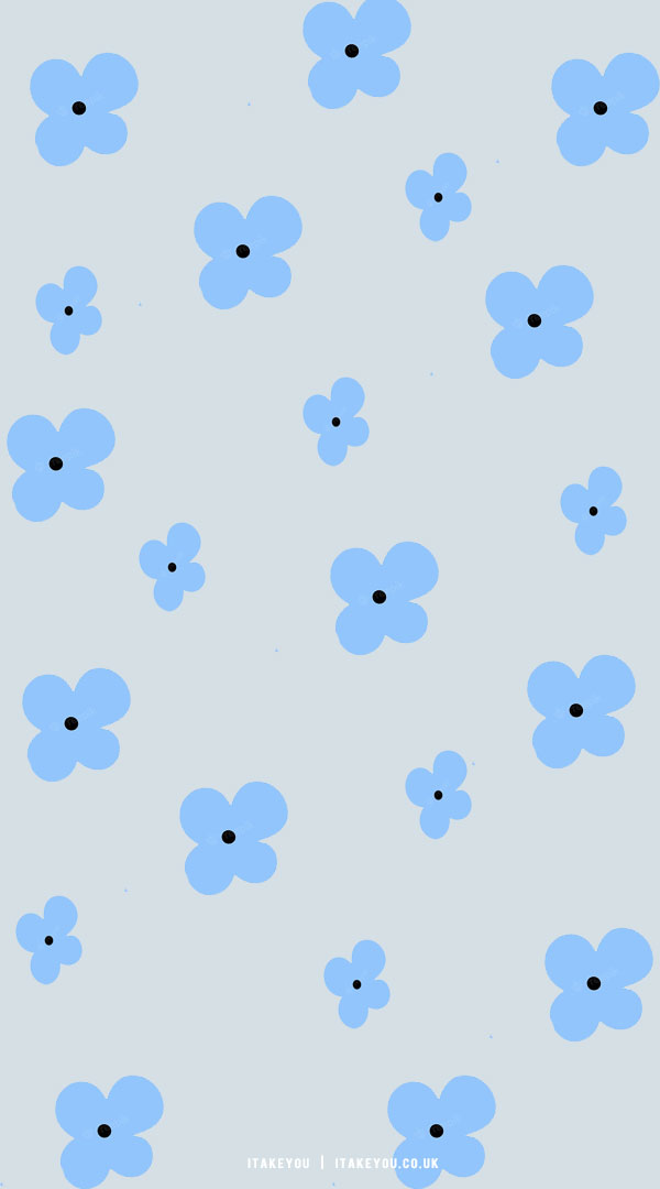 20 Shades of Serenity Blue Wallpaper Ideas : Y2K Blue Floral Wallpaper