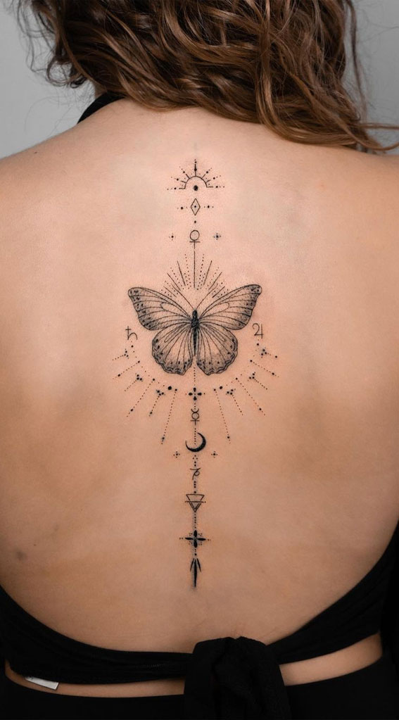 39 Inked Sentiments Exploring Meaningful Tattoos : Butterfly Tattoo on Spine