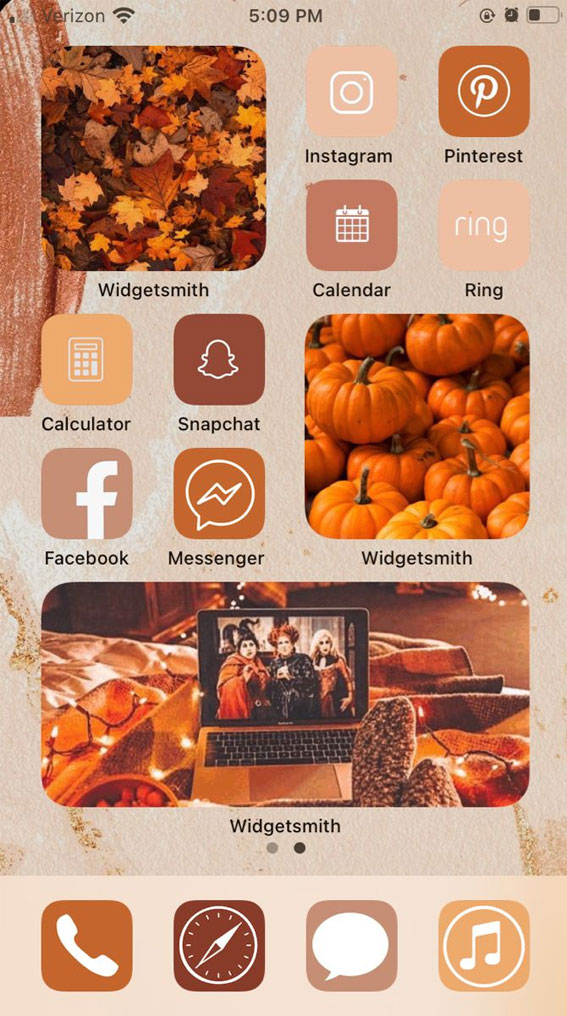 Aesthetic Fall IOS Home Screen Ideas : Leaves, Pumpkins & Hocus Pocus I ...