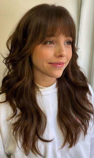 Soft Shaggy Long Layered Haircut with Wispy Fringe