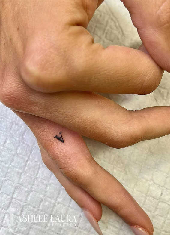 50 Small Tattoo Ideas Less is More : Initial A on Finger Tattoo