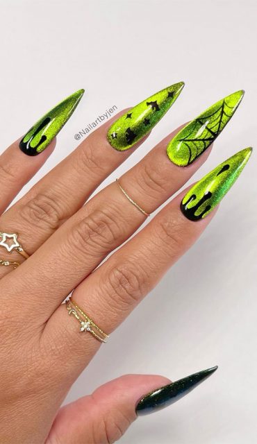 Enchanting Halloween Nail Art Ideas Chameleon Cat Eye Halloween Nails I Take You Wedding