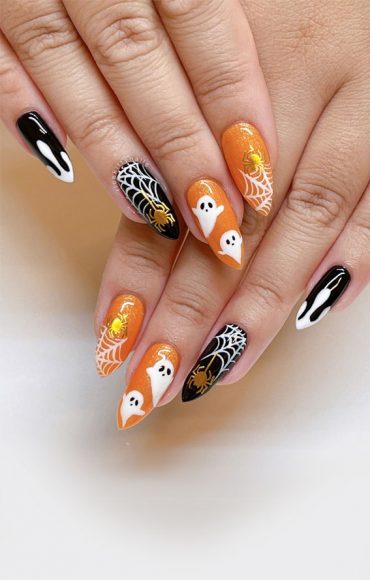 Enchanting Halloween Nail Art Ideas : Orange Spook-Tacular Halloween ...