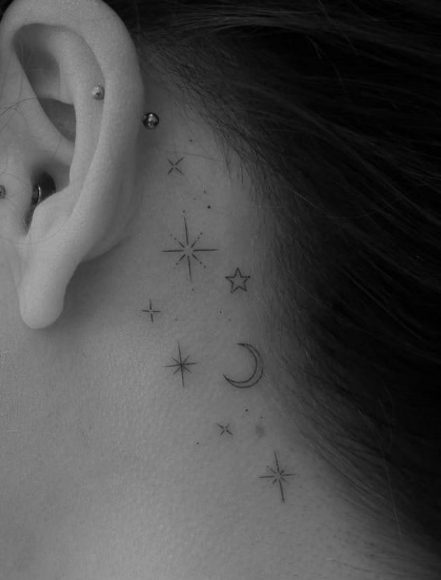 Whispered Ink 40 The Beauty of Ear Tattoos : Stars Behind Ear Tattoos I ...