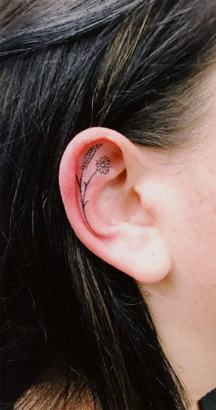 Whispered Ink 40 The Beauty Of Ear Tattoos : Flower Inside Ear Tattoo I 