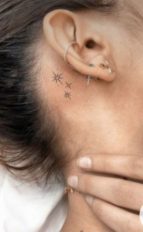 Whispered Ink 40 The Beauty of Ear Tattoos : Stars Behind Ear Tattoos I  Take You | Wedding Readings | Wedding Ideas | Wedding Dresses | Wedding  Theme