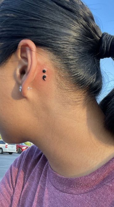 Whispered Ink 40 The Beauty Of Ear Tattoos Mirror Semicolon Tattoo I