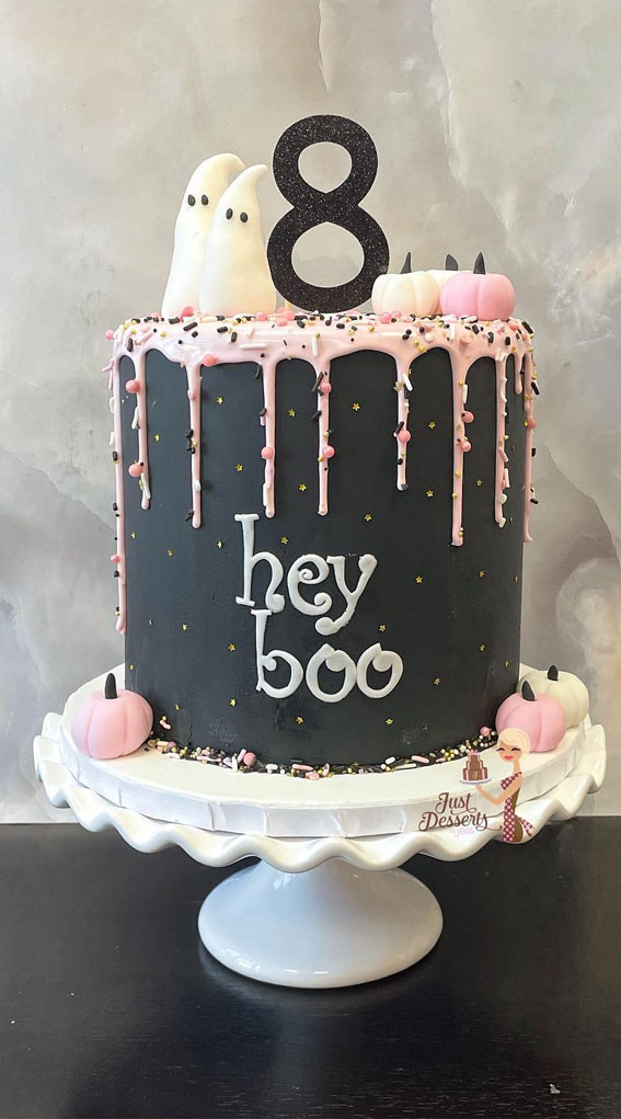 Halloween Cake Ideas to Haunt Your Taste Buds : Matte Black Cake with Pink Icing Drips