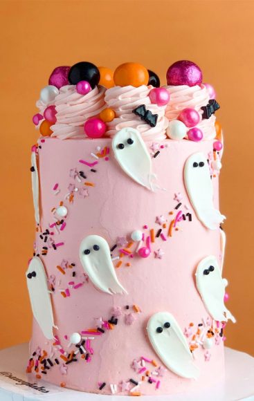 Halloween Cake Ideas to Haunt Your Taste Buds : Pink Tall Cake with ...