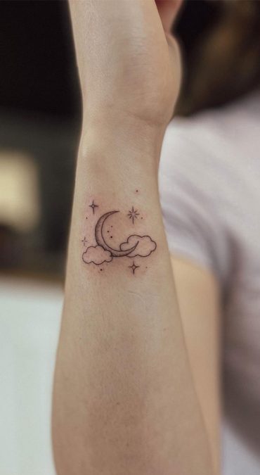 Celestial Charms 20+ Star Tattoo Designs : Moon & Stars in The Clouds I ...