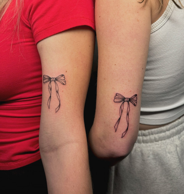 matching bow tattoo, tattoo ideas, bow tattoos