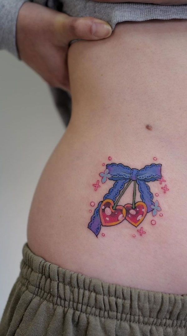 heart cherry bow tattoo, bow tattoo simple, bow tattoo, bow tattoo dainty