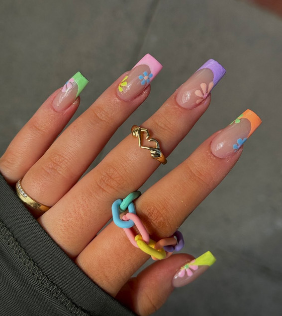 colourful french manicure, colored french nails, colorful french tips, colorful french nails, colourful french manicure ideas, colourful french tip  manicure, colourful french tip nails, coloured french tips short nails, colored french tips almond, Colourful french manicure simple, coloured french tip acrylic nails, modern french manicure, Colourful french manicure acrylic