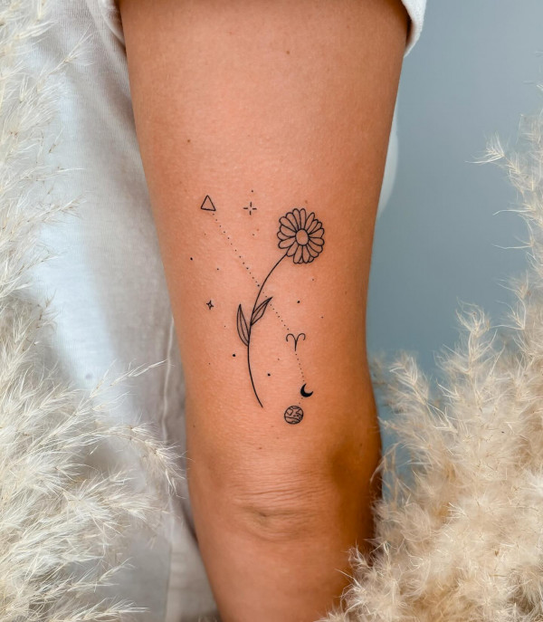daisy and aries constellation tattoo, tattoo ideas