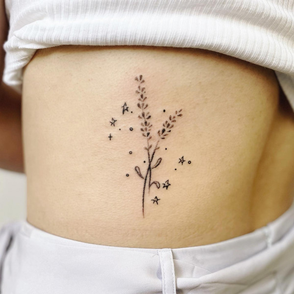 Gemini Constellation with Lavender tattoos