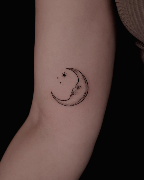 Miniature Crescent Moon tattoo, crescent moon tattoos