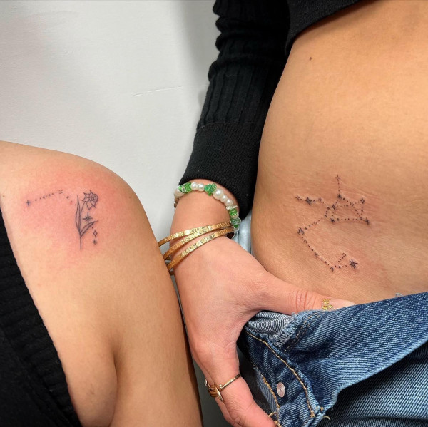 constellation tattoos, matching constellation tattoos