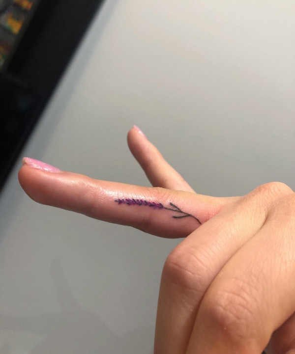 Lavender tattoos, dainty tattoos, finger tattoos