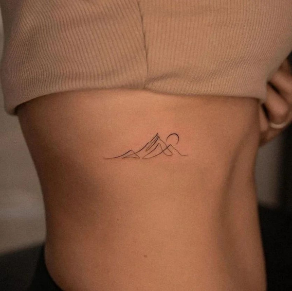 fine line mountain tattoo, minimalist tattoos