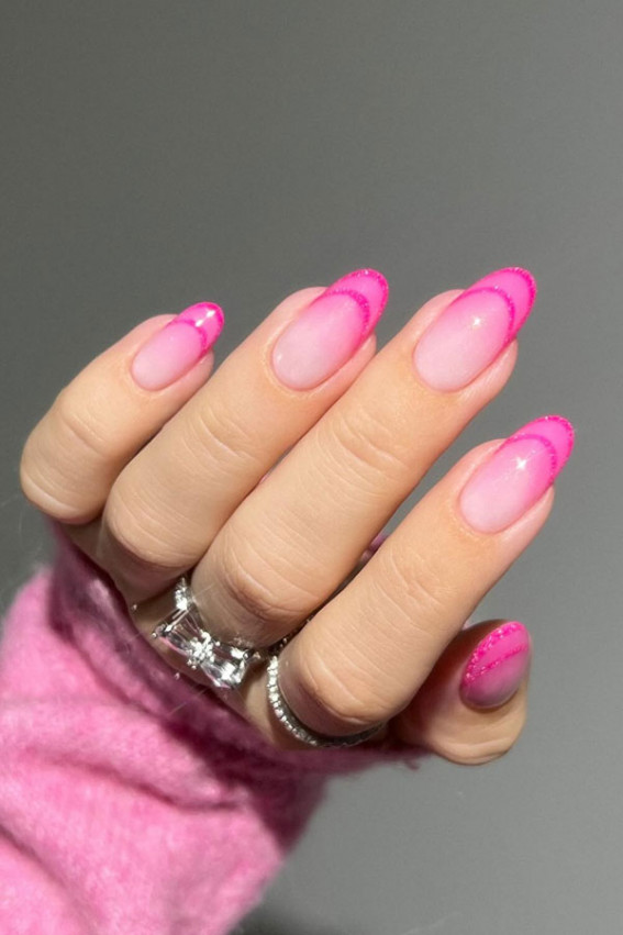 french tip nails with color, Simple french tip nails with color, french tip nails, Short french tip nails with color, french tip nail designs, colored french tip nails square, modern french manicure, pink french tip nails