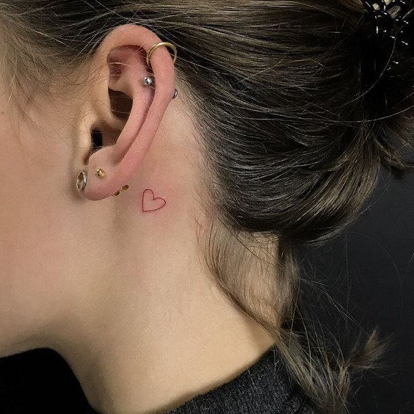 behind ear tattoos, heart outline tattoos, matching heart tattoos, heart behind ear tattoos, meaningful small tattoos, Meaningful tattoos with meaning, small tattoos with meaning, Meaningful tattoos for ladies, meaningful tattoos symbols