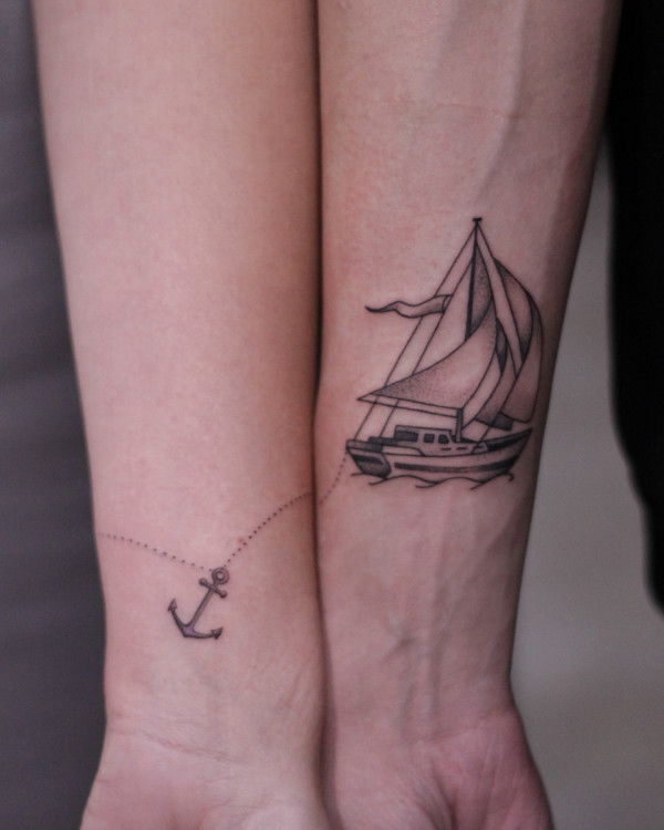 anchor tattoos, mother and son anchor tattoos, small meaningful tattoos