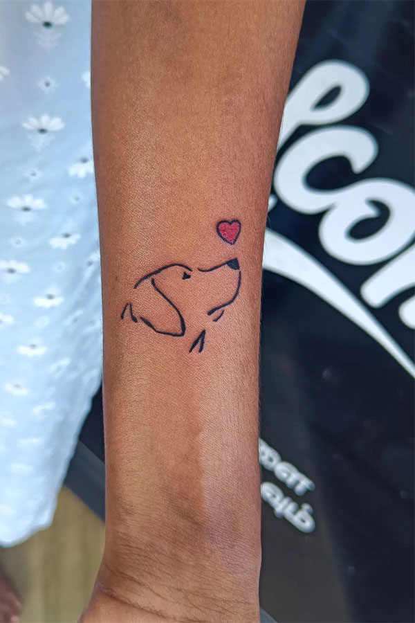 dog outline tattoo, minimalist tattoos