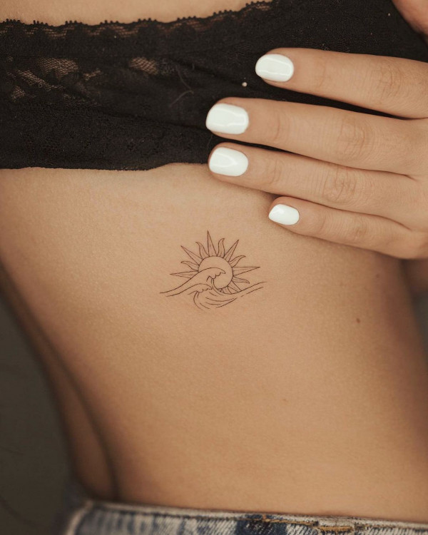 wave tattoos, minimalist tattoos, simple tattoos