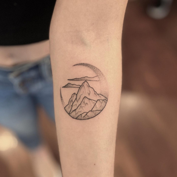 moon phase tattoos, moon phase tattoo designs, moon phase tattoo, arm tattoos, moon phase and mountains tattoo