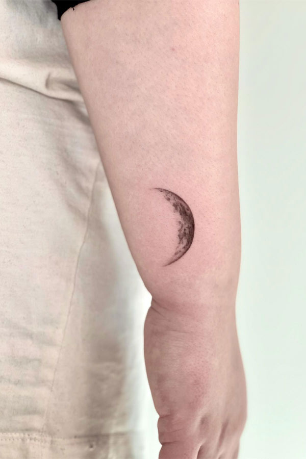 waxing crescent moon tattoo, moon tattoo designs