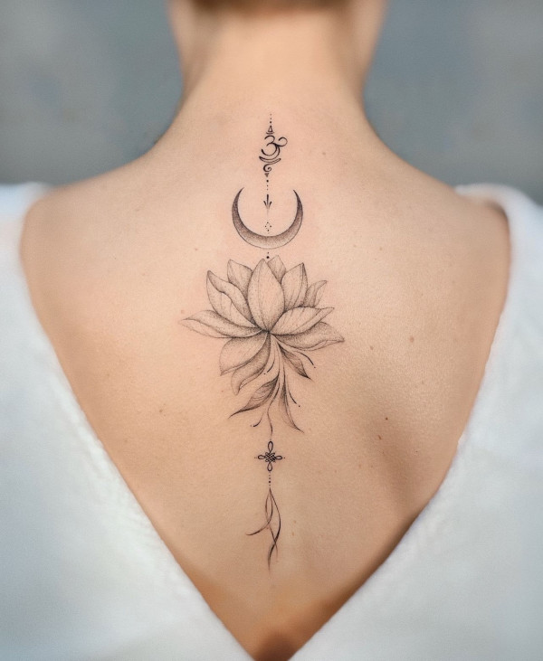 moon and lotus tattoo designs, moon tattoo designs