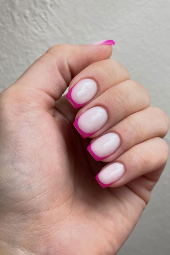 pink french tip nails, french tip nails pink, pink french tip nails short, french tip nails color, pink french tip nails medium length, light pink french tip nails