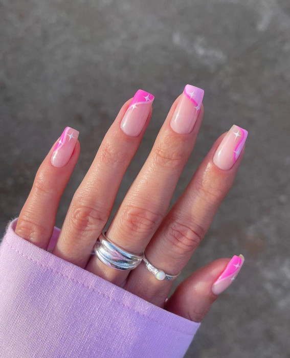 baby pink french tip nails, pink french tip short nails