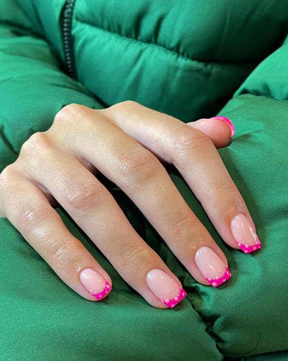 hot pink french tip nails, pink french tip nails, pin french tip nails 