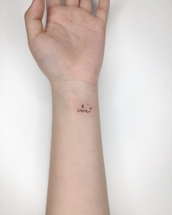 minimalist wave tattoos, simple tattoos, small tattoos, meaningful tattoos