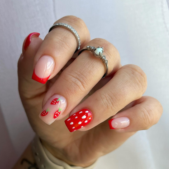 strawberry nails, strawberry nail designs, strawberry nail art