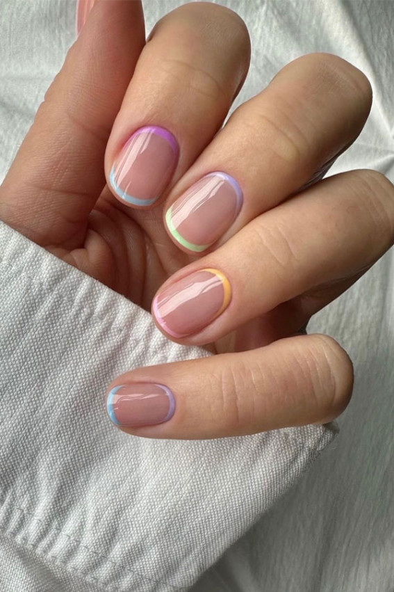 colored french tip nails, Subtle nails designs, Subtle nails short, Subtle nails with glitter, Subtle nails simple, subtle nails for work, subtle nail designs 2024, subtle classy nails, natural nails acrylic, pink nails subtle, elegant subtle nail designs