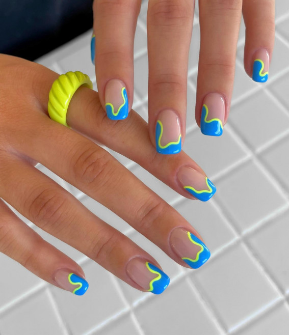 abstract tip nails, neon tip nails