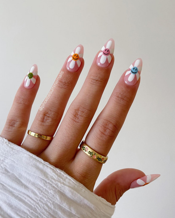 daisy nails, summer nails, summer nail art, summer nails color