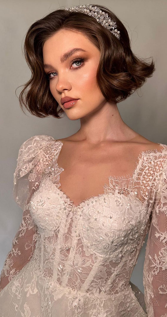 romantic bob soft waves, bridal short hairstyles, bridal short hair, wedding hairstyles short hair, short hair updos, short hair wedding updos, short hair wedding hairstyles, simple hairstyles for short hair